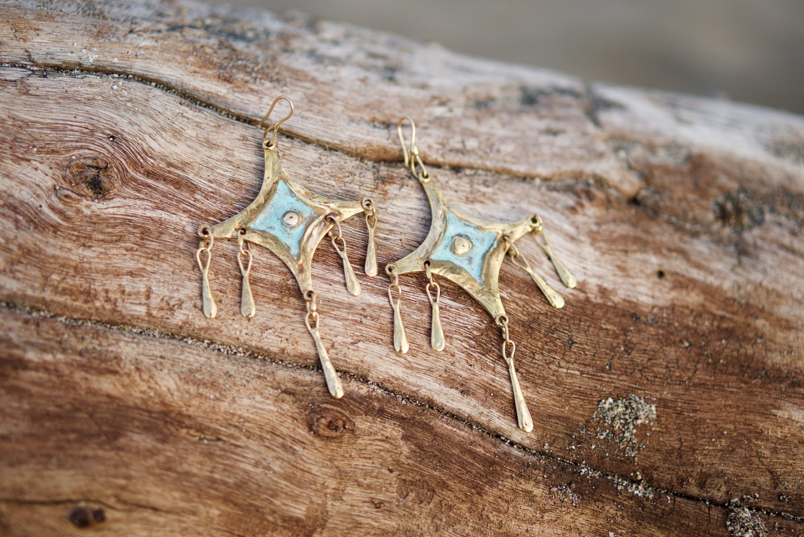 Citlali Handmade Bronze Earrings | Patina Finish