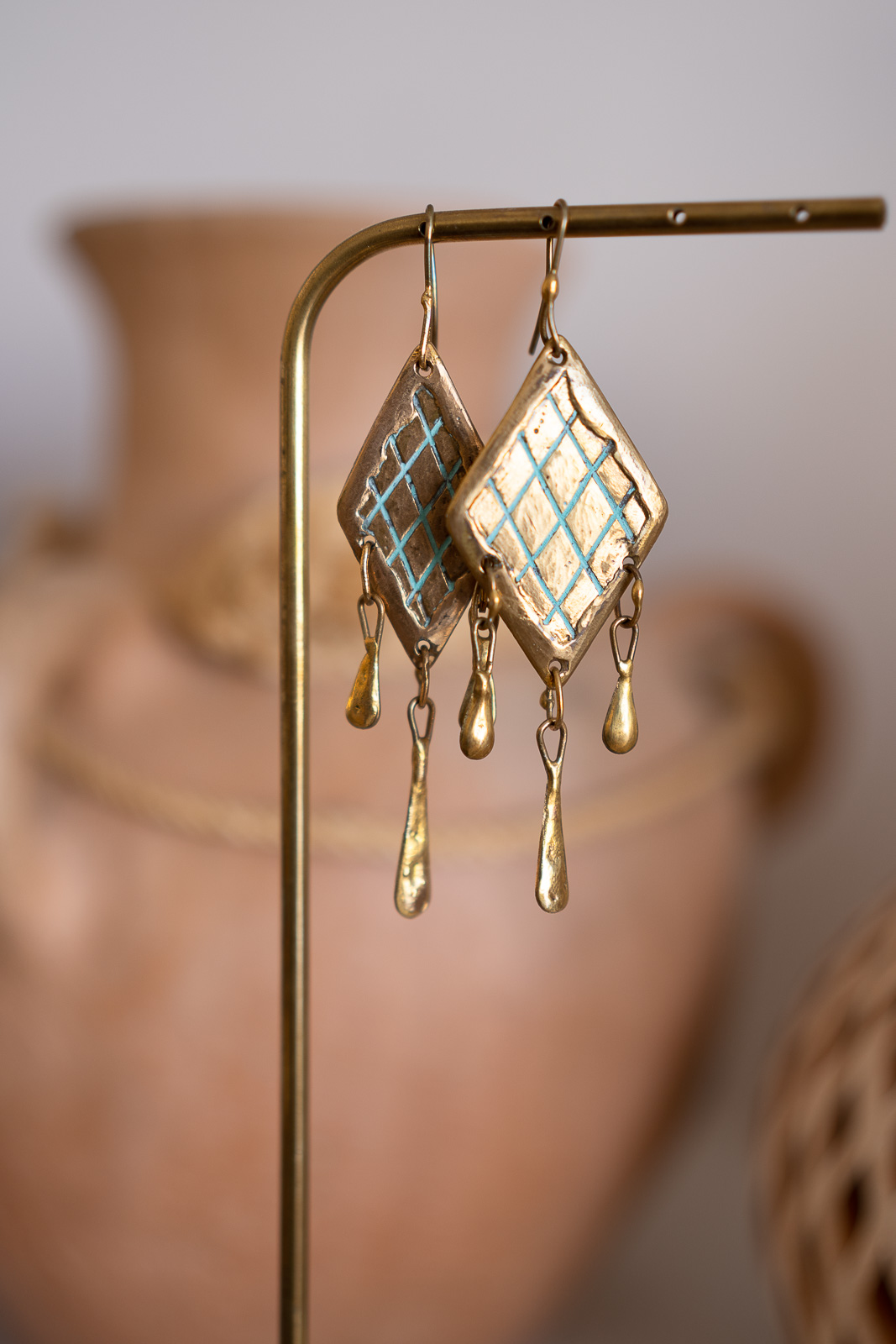 Itzel Handmade Bronze Earrings | Patina Finish