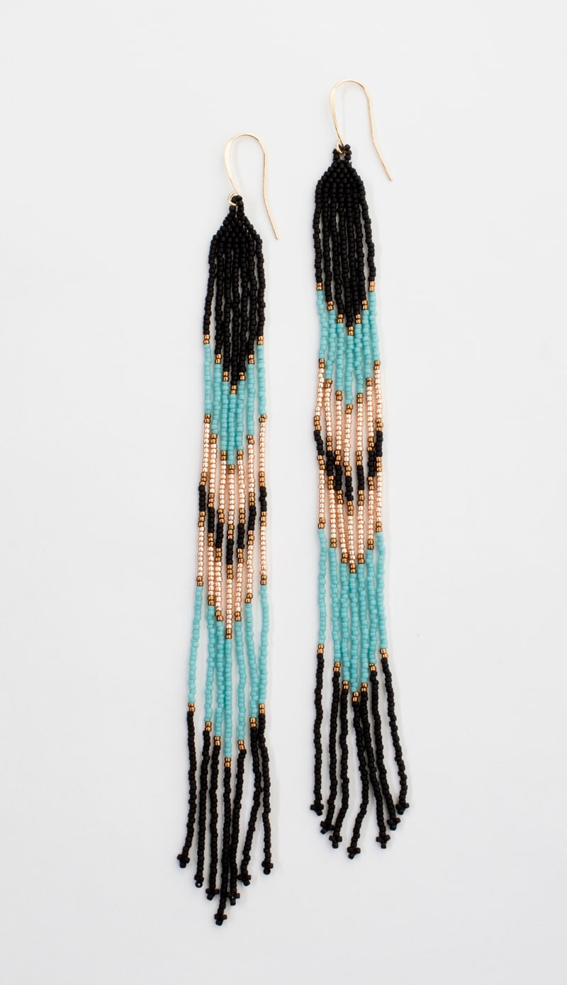 Lahmu beaded earrings in turquoise and rose gold