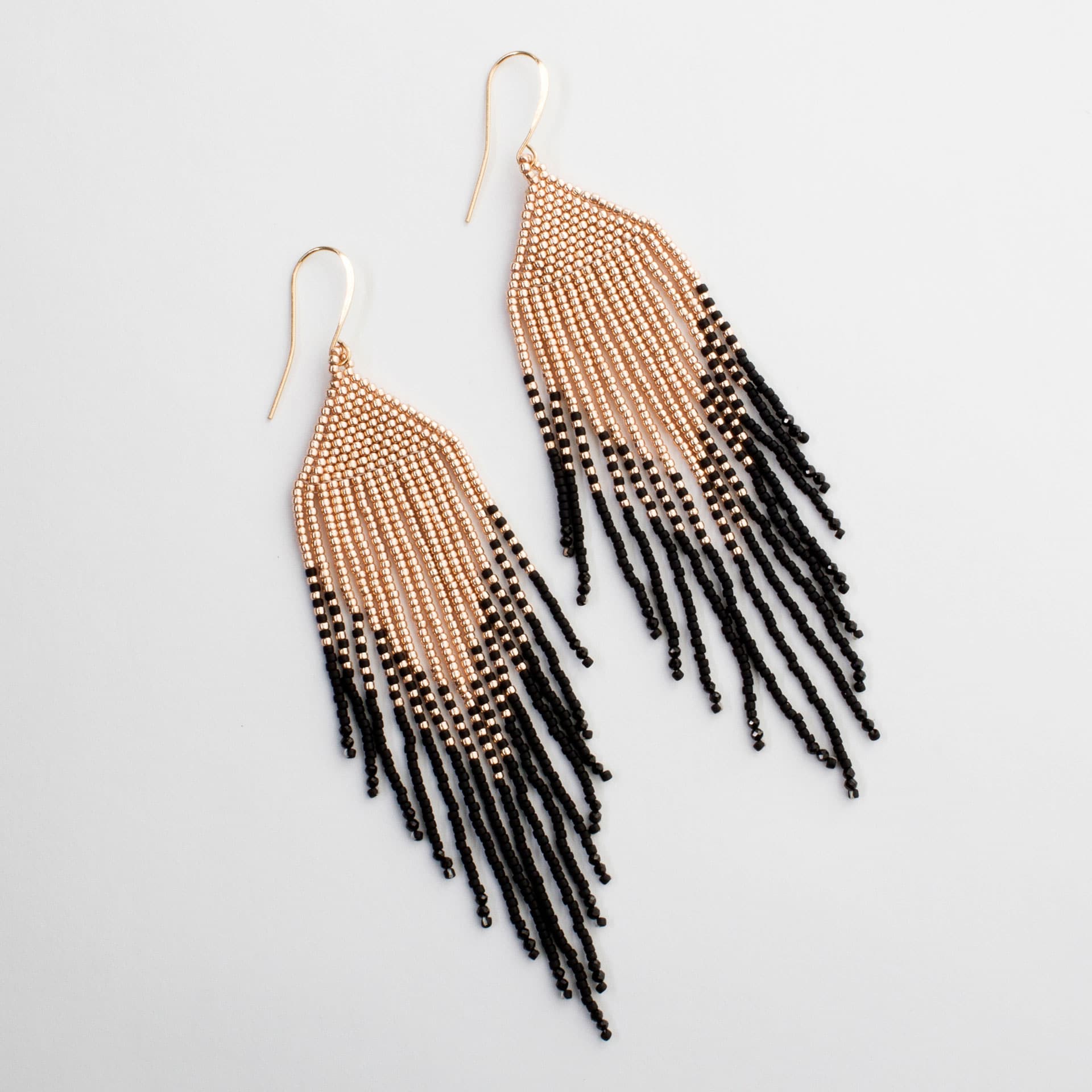 Sayulita Handmade Beaded Earrings | Rose gold + black