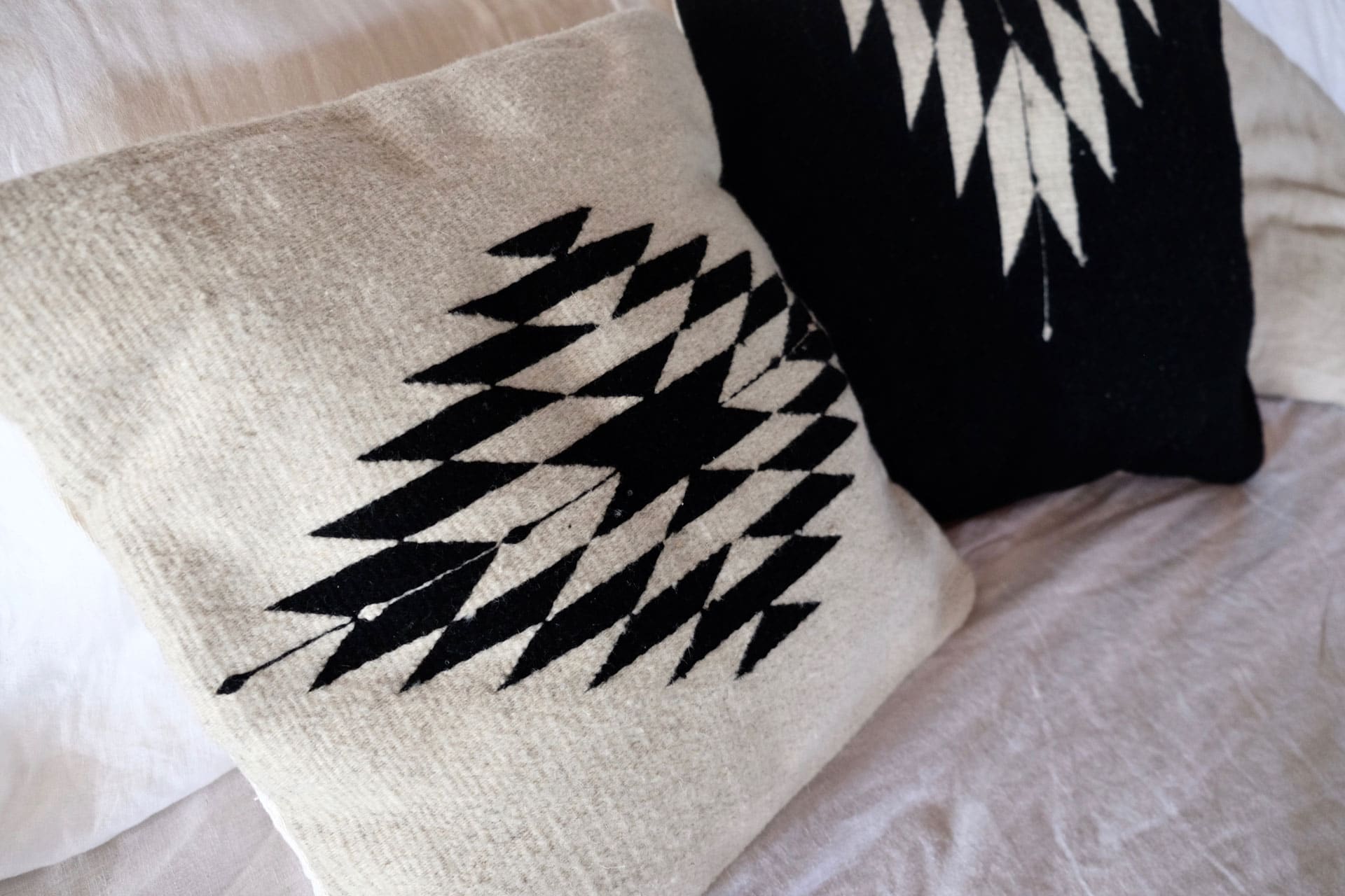 Zapotec Handwoven cushion | Natural + Noir