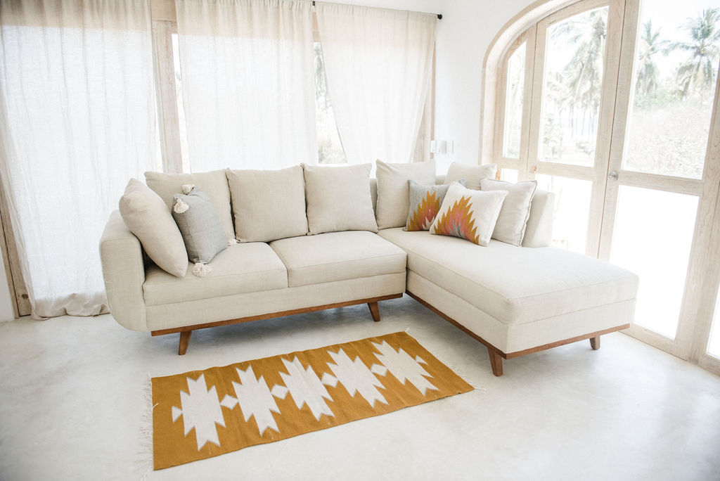 Maguey Handwoven Mexican Rug | Ochre + Natural