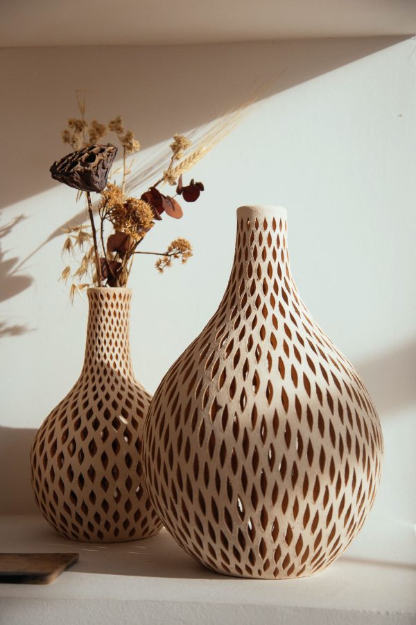 decorative white clay vase