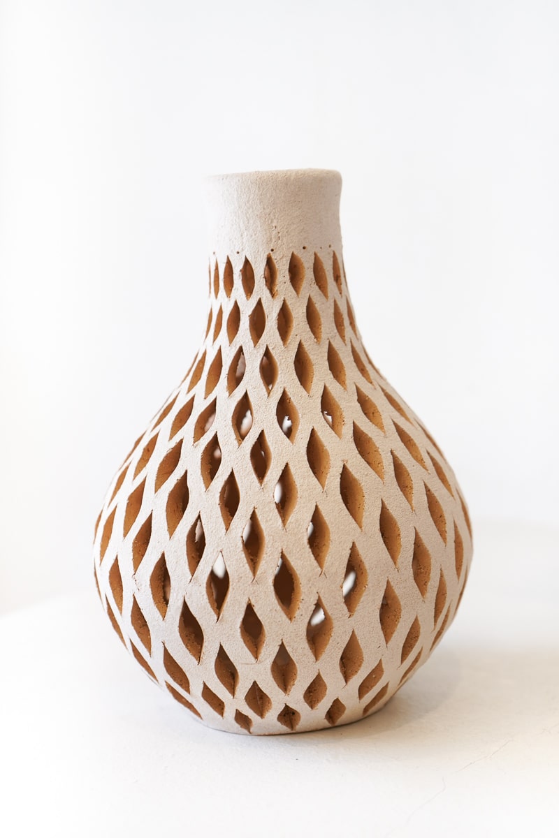 Mexican White Clay Decorative Vase | Small