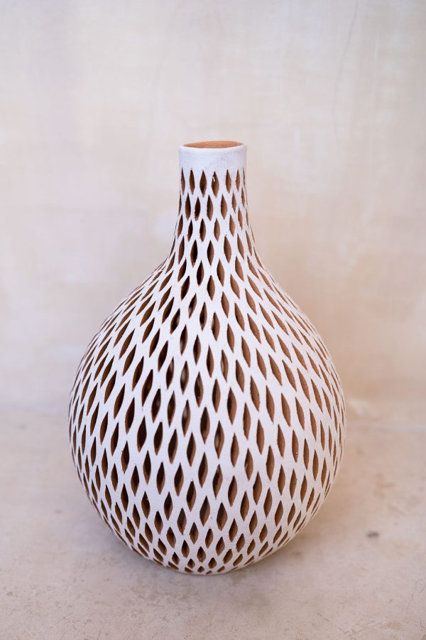 white clay vase