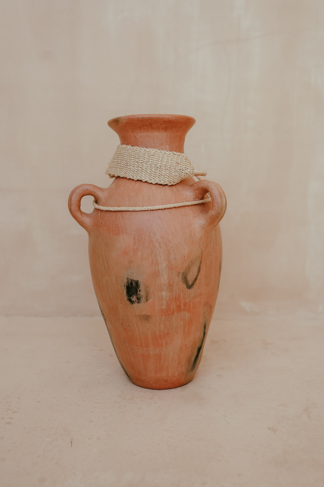 Mixe Natural Clay Vase with two handles | Large