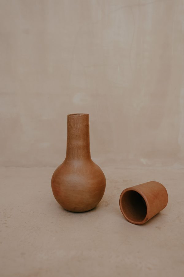 Ceramic Natural Clay Water Pitcher With Cup