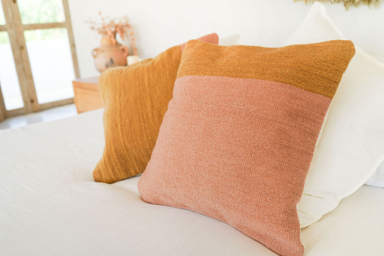 Itzel Handmade Mexican Pillow | Desert Rose + Gold