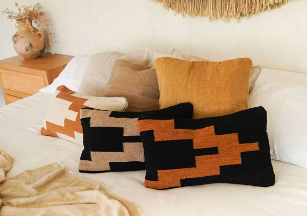 Temple Lumbar Pillow | Black Base with Taupe