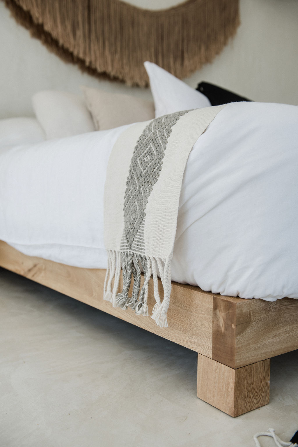 Diamante Wool Table / Bed Runners | Natural + Grey
