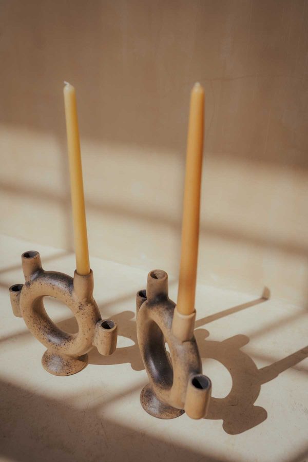 kan clay candle holder