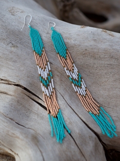 Lahmu beaded Earrings turquoise and rose gold