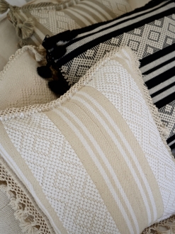 Diamante Handmade Cushion | Natural + Ivory