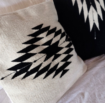 Zapotec Handwoven cushion | Natural + Noir