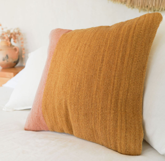 Itzel Handmade Mexican Pillow | Gold + Desert Rose