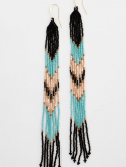 Lahmu beaded earrings in turquoise and rose gold