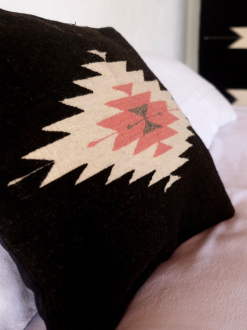 Zapotec Diamond Handmade Cushion | Noir + Desert Rose