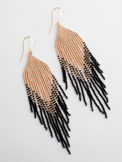 Sayulita Handmade Beaded Earrings | Rose gold + black