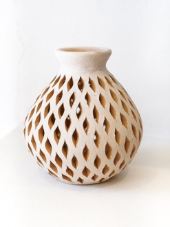 Mexican White Clay Open Mouth Vase | Small