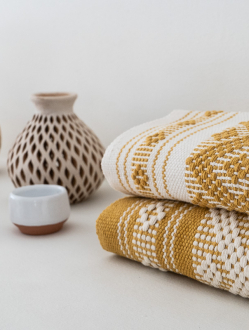Diamante Cotton Mexican Table Runners | Ochre + Natural
