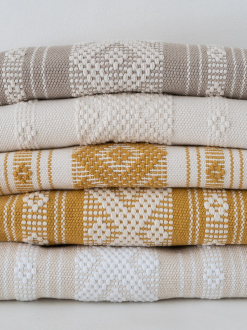 Diamante Cotton Mexican Table Runners | Natural + Ochre