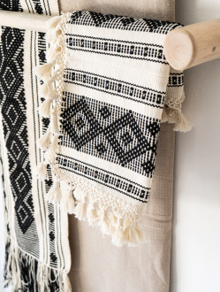 Diamante Cotton Mexican Table Runners | Natural + Black