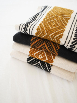 Diamante Wool Table / Bed Runners | Natural + Ochre + Black