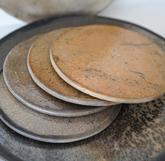 Mexican Black Clay Flat Dinner Plates Glazed | Small
