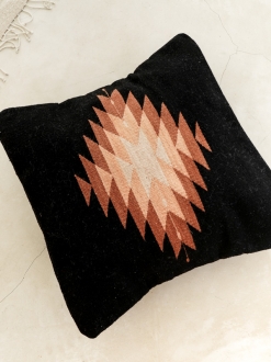 Zapotec Diamond Handmade Cushion | Black + Brick