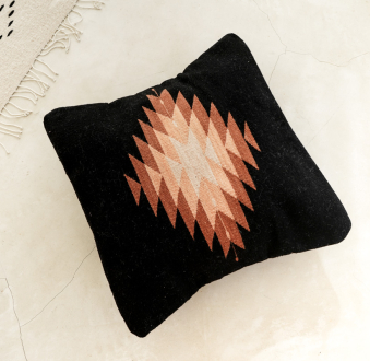 Zapotec Diamond Handmade Cushion | Black + Brick