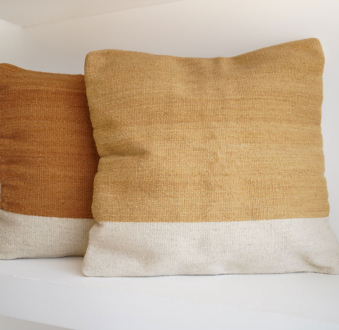 Itzel Handmade Mexican Pillow |  Gold + Natural