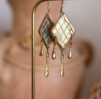 Itzel Handmade Bronze Earrings | Patina Finish