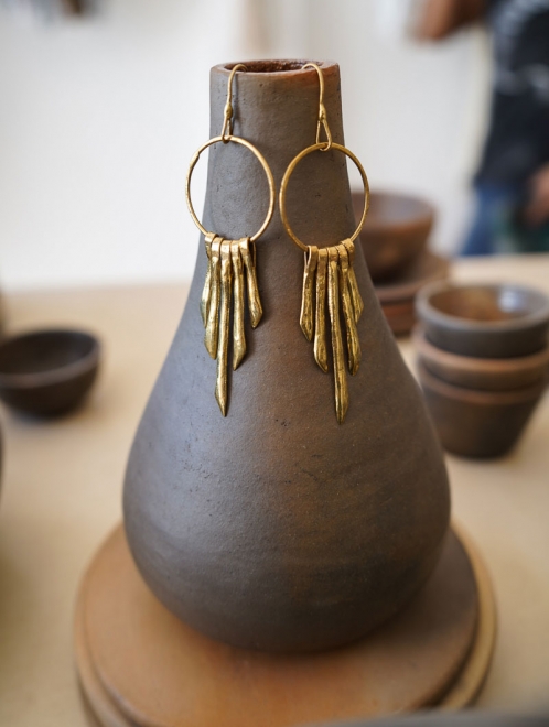 Mayan Sun Bronze Earrings