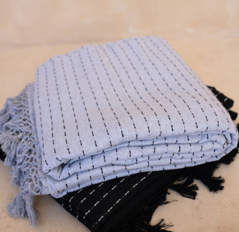 Handwoven Mexican Blanket | Grey Blue