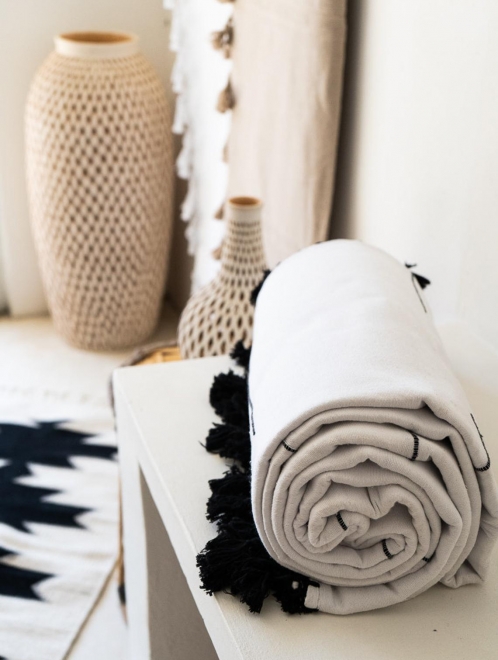 Handwoven Mexican Blanket | White + White