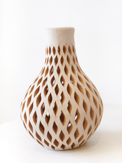 Mexican White Clay Decorative Vase | Small
