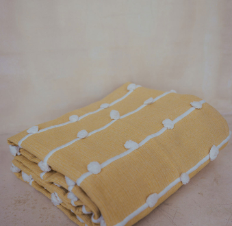 Mexican Blanket with Big Tassel | Mustard