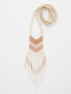 small Nakawe beaded fringe necklace in rose gold