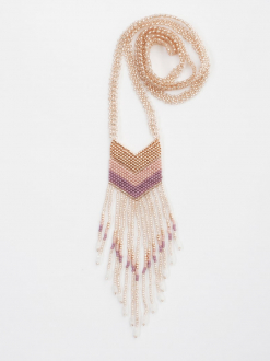 Small Nakawé Fringe Necklace in Rosaline and Rose Gold