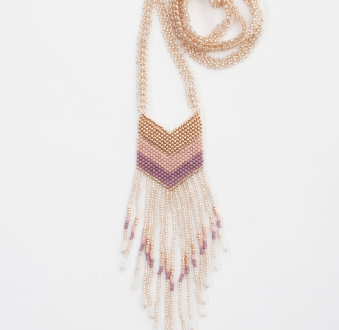 Small Nakawé Fringe Necklace in Rosaline and Rose Gold