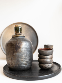 Mexican Black Clay Mezcal Drinking Set | Holographic