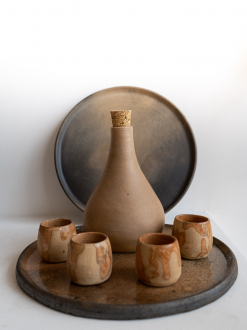 Ceramic Mezcal Drinking Set | Barrel Natural Glassed Finish