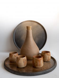 Ceramic Mezcal Drinking Set | Barrel Natural Glassed Finish