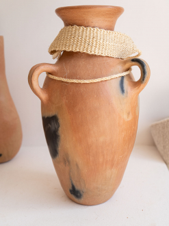 Mixe Natural Clay Vase with two handles | Large