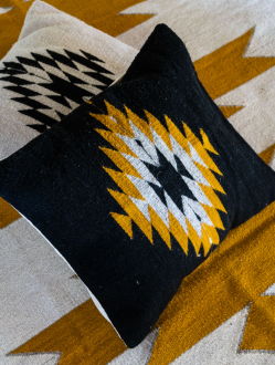 Zapotec Diamond Handmade cushion | Noir + Ochre