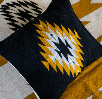 Zapotec Diamond Handmade cushion | Noir + Ochre