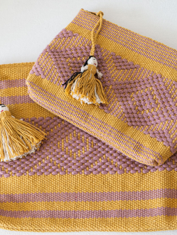 Handwoven Mexican textile bag | Ochre + Amethyst