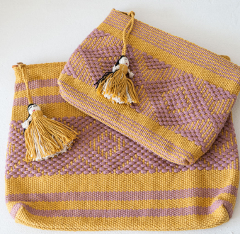 Handwoven Mexican textile bag | Ochre + Amethyst