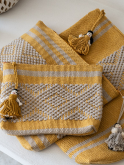 Handwoven Mexican textile bag | Ochre + Taupe