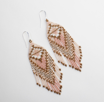Ojo de Dios Handmade Beaded Earrings | Rosaline + Bronze
